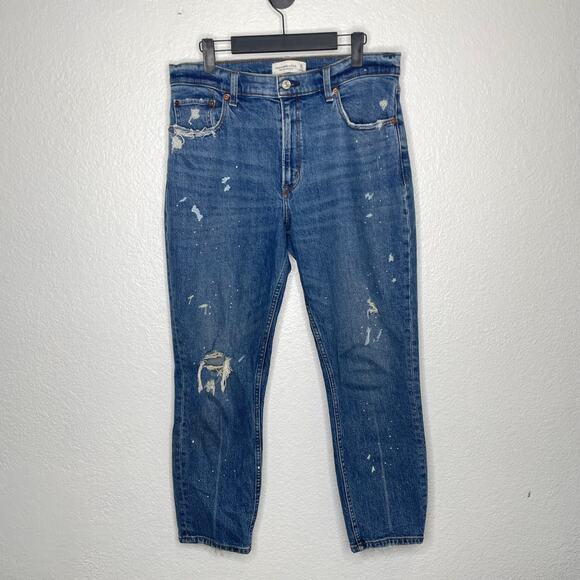 Abercrombie & Fitch Womens Jeans Size 30 High Rise Mom Jean Medium Wash Denim - Picture 1 of 13